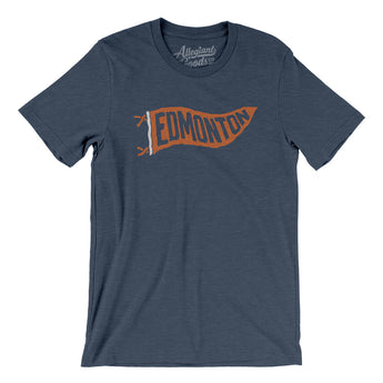 Edmonton Pennant Men/Unisex T-Shirt-Heather Navy-Allegiant Goods Co. Vintage Sports Apparel
