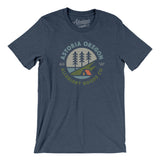 Astoria Oregon Retro Badge Men/Unisex T-Shirt-Heather Navy-Allegiant Goods Co. Vintage Sports Apparel