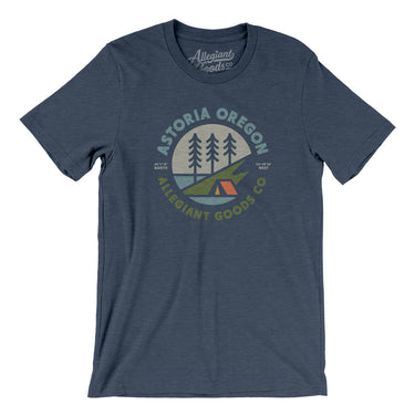 Astoria Oregon Retro Badge Men/Unisex T-Shirt-Heather Navy-Allegiant Goods Co. Vintage Sports Apparel