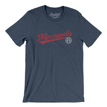 Minneapolis Vintage Script Men/Unisex T-Shirt-Heather Navy-Allegiant Goods Co. Vintage Sports Apparel