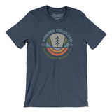 Boulder Colorado Retro Badge Men/Unisex T-Shirt-Heather Navy-Allegiant Goods Co. Vintage Sports Apparel
