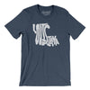 Louisiana State Shape Text Men/Unisex T-Shirt-Heather Navy-Allegiant Goods Co. Vintage Sports Apparel
