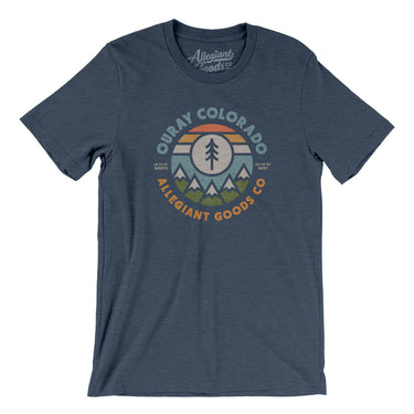 Ouray Colorado Retro Badge Men/Unisex T-Shirt-Heather Navy-Allegiant Goods Co. Vintage Sports Apparel