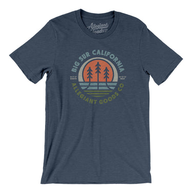 Big Sur California Retro Badge Men/Unisex T-Shirt-Heather Navy-Allegiant Goods Co. Vintage Sports Apparel