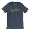 New Orleans Vintage Script Men/Unisex T-Shirt-Heather Navy-Allegiant Goods Co. Vintage Sports Apparel