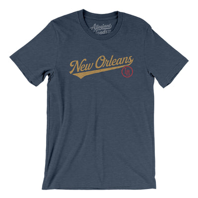 New Orleans Vintage Script Men/Unisex T-Shirt-Heather Navy-Allegiant Goods Co. Vintage Sports Apparel