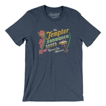 The Tempter Sandwich Shops Kc Men/Unisex T-Shirt-Heather Navy-Allegiant Goods Co. Vintage Sports Apparel