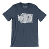 Washington State Shape Text Men/Unisex T-Shirt-Heather Navy-Allegiant Goods Co. Vintage Sports Apparel