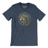 Sandpoint Idaho Retro Badge Men/Unisex T-Shirt-Heather Navy-Allegiant Goods Co. Vintage Sports Apparel