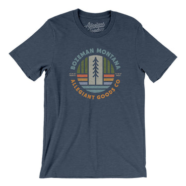 Bozeman Montana Retro Badge Men/Unisex T-Shirt-Heather Navy-Allegiant Goods Co. Vintage Sports Apparel