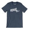 Massachusetts State Shape Text Men/Unisex T-Shirt-Heather Navy-Allegiant Goods Co. Vintage Sports Apparel