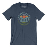 Belfast Maine Retro Badge Men/Unisex T-Shirt-Heather Navy-Allegiant Goods Co. Vintage Sports Apparel