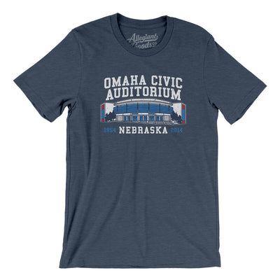 Omaha Civic Auditorium Men/Unisex T-Shirt-Heather Navy-Allegiant Goods Co. Vintage Sports Apparel