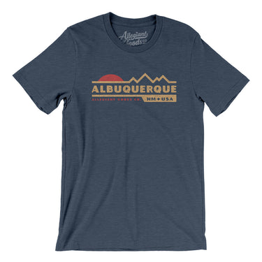Albuquerque Mountain Sunset Men/Unisex T-Shirt-Heather Navy-Allegiant Goods Co. Vintage Sports Apparel