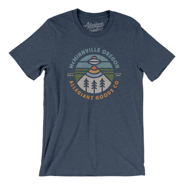 Mcminnville Oregon Retro Badge Men/Unisex T-Shirt-Heather Navy-Allegiant Goods Co. Vintage Sports Apparel