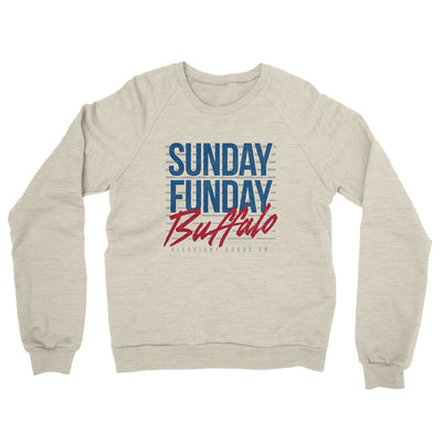 Sunday Funday Buffalo Midweight French Terry Crewneck Sweatshirt-Heather Oatmeal-Allegiant Goods Co. Vintage Sports Apparel