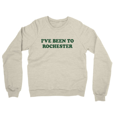 I've Been To Rochester Midweight French Terry Crewneck Sweatshirt-Heather Oatmeal-Allegiant Goods Co. Vintage Sports Apparel