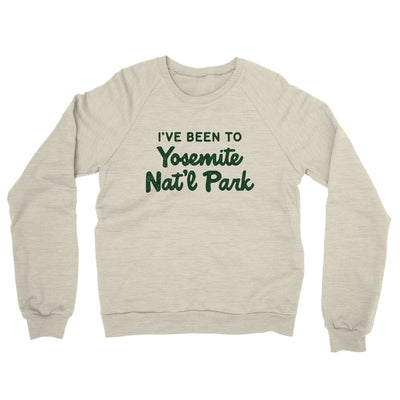I've Been To Yosemite National Park Midweight French Terry Crewneck Sweatshirt-Heather Oatmeal-Allegiant Goods Co. Vintage Sports Apparel