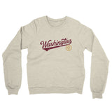 Washington Dc Vintage Script Midweight French Terry Crewneck Sweatshirt-Heather Oatmeal-Allegiant Goods Co. Vintage Sports Apparel