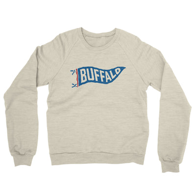 Buffalo Pennant Midweight French Terry Crewneck Sweatshirt-Heather Oatmeal-Allegiant Goods Co. Vintage Sports Apparel