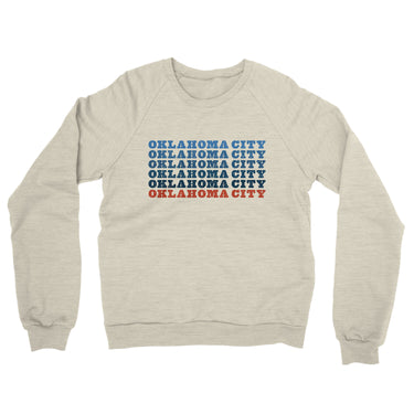 Oklahoma City Repeat Midweight French Terry Crewneck Sweatshirt-Heather Oatmeal-Allegiant Goods Co. Vintage Sports Apparel