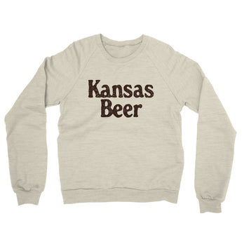 Kansas Beer Midweight French Terry Crewneck Sweatshirt-Heather Oatmeal-Allegiant Goods Co. Vintage Sports Apparel
