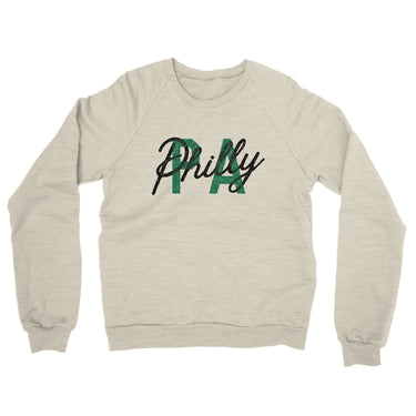 Philly Pa Overprinted Midweight French Terry Crewneck Sweatshirt-Heather Oatmeal-Allegiant Goods Co. Vintage Sports Apparel