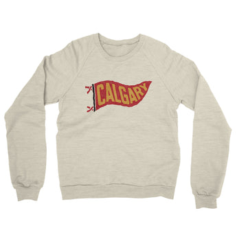 Calgary Pennant Midweight French Terry Crewneck Sweatshirt-Heather Oatmeal-Allegiant Goods Co. Vintage Sports Apparel