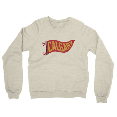 Calgary Pennant Midweight French Terry Crewneck Sweatshirt-Heather Oatmeal-Allegiant Goods Co. Vintage Sports Apparel