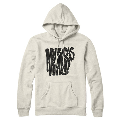 Arkansas State Shape Text Hoodie-Heather Oatmeal-Allegiant Goods Co. Vintage Sports Apparel