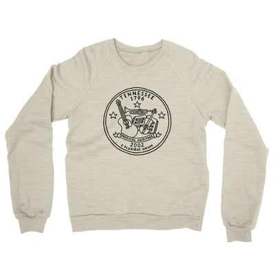 Tennessee State Quarter Midweight French Terry Crewneck Sweatshirt-Heather Oatmeal-Allegiant Goods Co. Vintage Sports Apparel