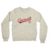 Cincinnati Vintage Script Midweight French Terry Crewneck Sweatshirt-Heather Oatmeal-Allegiant Goods Co. Vintage Sports Apparel