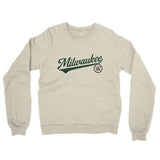 Milwaukee Vintage Script Midweight French Terry Crewneck Sweatshirt-Heather Oatmeal-Allegiant Goods Co. Vintage Sports Apparel