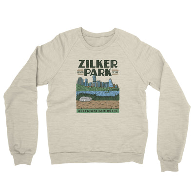 Zilker Park Midweight French Terry Crewneck Sweatshirt-Heather Oatmeal-Allegiant Goods Co. Vintage Sports Apparel