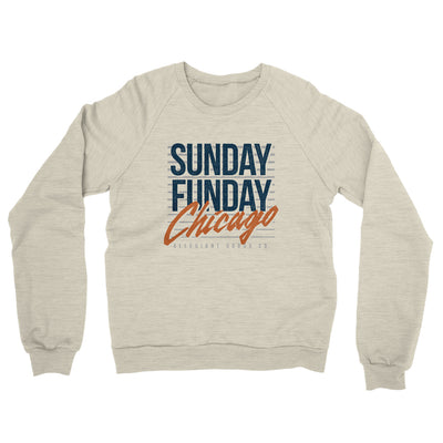 Sunday Funday Chicago Midweight French Terry Crewneck Sweatshirt-Heather Oatmeal-Allegiant Goods Co. Vintage Sports Apparel