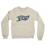 Seattle Pennant Midweight French Terry Crewneck Sweatshirt-Heather Oatmeal-Allegiant Goods Co. Vintage Sports Apparel