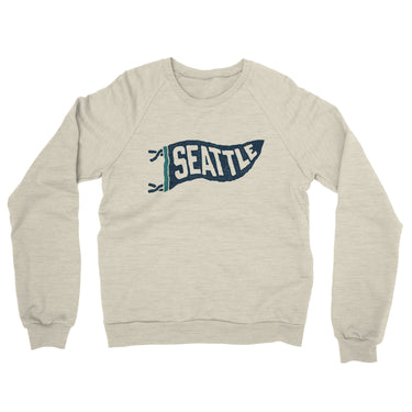 Seattle Pennant Midweight French Terry Crewneck Sweatshirt-Heather Oatmeal-Allegiant Goods Co. Vintage Sports Apparel
