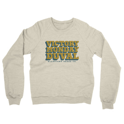 Victory Monday Duval Midweight French Terry Crewneck Sweatshirt-Heather Oatmeal-Allegiant Goods Co. Vintage Sports Apparel