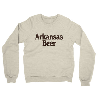 Arkansas Beer Midweight French Terry Crewneck Sweatshirt-Heather Oatmeal-Allegiant Goods Co. Vintage Sports Apparel