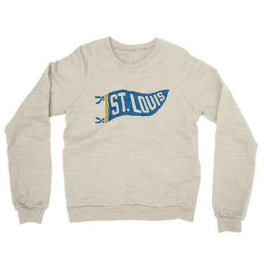 St Louis Pennant Midweight French Terry Crewneck Sweatshirt-Heather Oatmeal-Allegiant Goods Co. Vintage Sports Apparel