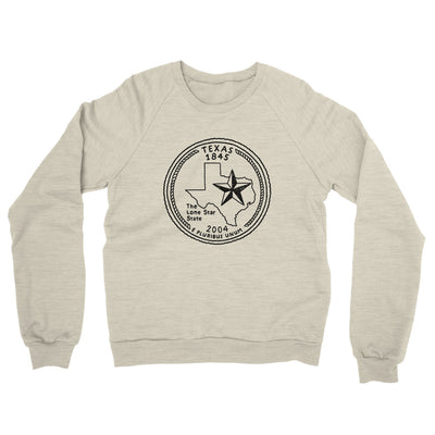 Texas State Quarter Midweight French Terry Crewneck Sweatshirt-Heather Oatmeal-Allegiant Goods Co. Vintage Sports Apparel