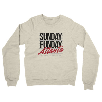 Sunday Funday Atlanta Midweight French Terry Crewneck Sweatshirt-Heather Oatmeal-Allegiant Goods Co. Vintage Sports Apparel