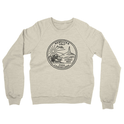 Nebraska State Quarter Midweight French Terry Crewneck Sweatshirt-Heather Oatmeal-Allegiant Goods Co. Vintage Sports Apparel