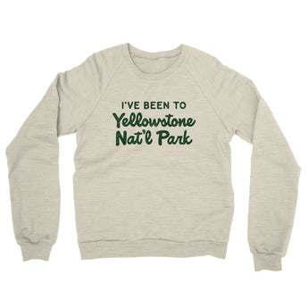 I've Been To Yellowstone National Park Midweight French Terry Crewneck Sweatshirt-Heather Oatmeal-Allegiant Goods Co. Vintage Sports Apparel