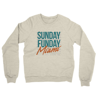 Sunday Funday Miami Midweight French Terry Crewneck Sweatshirt-Heather Oatmeal-Allegiant Goods Co. Vintage Sports Apparel