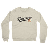 Baltimore Vintage Script Midweight French Terry Crewneck Sweatshirt-Heather Oatmeal-Allegiant Goods Co. Vintage Sports Apparel
