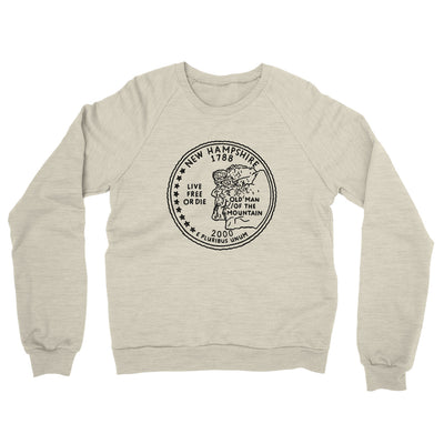 New Hampshire State Quarter Midweight French Terry Crewneck Sweatshirt-Heather Oatmeal-Allegiant Goods Co. Vintage Sports Apparel
