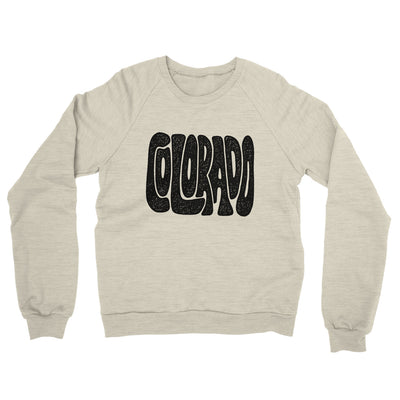 Colorado State Shape Text Midweight French Terry Crewneck Sweatshirt-Heather Oatmeal-Allegiant Goods Co. Vintage Sports Apparel