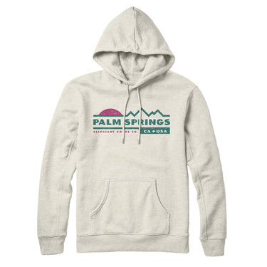Palm Springs Mountain Sunset Hoodie-Heather Oatmeal-Allegiant Goods Co. Vintage Sports Apparel