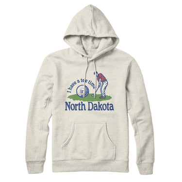 I Have A Tee Time In North Dakota Hoodie-Heather Oatmeal-Allegiant Goods Co. Vintage Sports Apparel